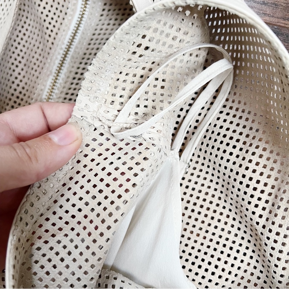 J Crew Collection • Perforated Leather Midi Dress fit & flare Sweet Vanilla ecru - Picture 8 of 16